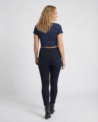 Damen Crop Top V Ausschnitt Blumenprint