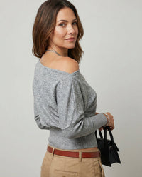 Taillierter Damen Strickpullover mit schräger Schulter in modernem Design S Grau