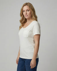Damen T-Shirt Lockerer Schnitt U-Ausschnitt Baumwolle Lässiges Oberteil XS Weiß