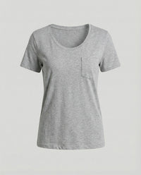 Damen T-Shirt Lockerer Schnitt U-Ausschnitt Baumwolle Lässiges Oberteil