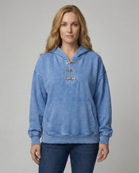 Vintage Washed Hoodie Oversized Kurz geschnitten Baumwolle Unisex Blau M Blau