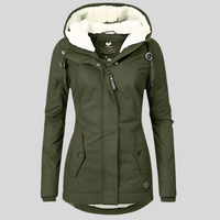Lange Winterjacke mit Kapuze für Damen