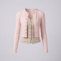 Damen Feinstrick Cardigan kurz mit Knopfleiste Mehrfarbig