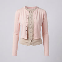 Damen Feinstrick Cardigan kurz mit Knopfleiste Grau